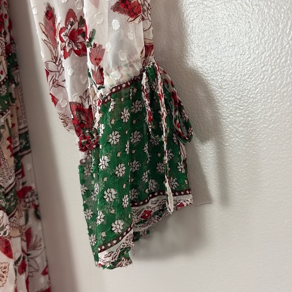 ZARA Ruffle Frills Floral Print Dress V-neck Midi Size S Green Blogger Favorite - Picture 8 of 16